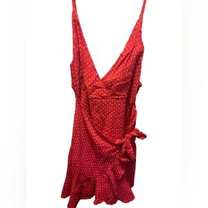 Red Polka Dot Wrap Dress